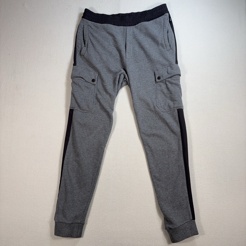 Z Zegna Cargo Joggers Men's M Gray Drawstring Sweatpants Lounge *SMALL HOLE*